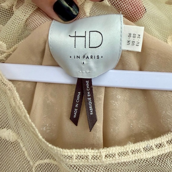 HD in Paris by Anthropologie Metallic Lace Top SZ 2 EUC - Picture 5 of 10